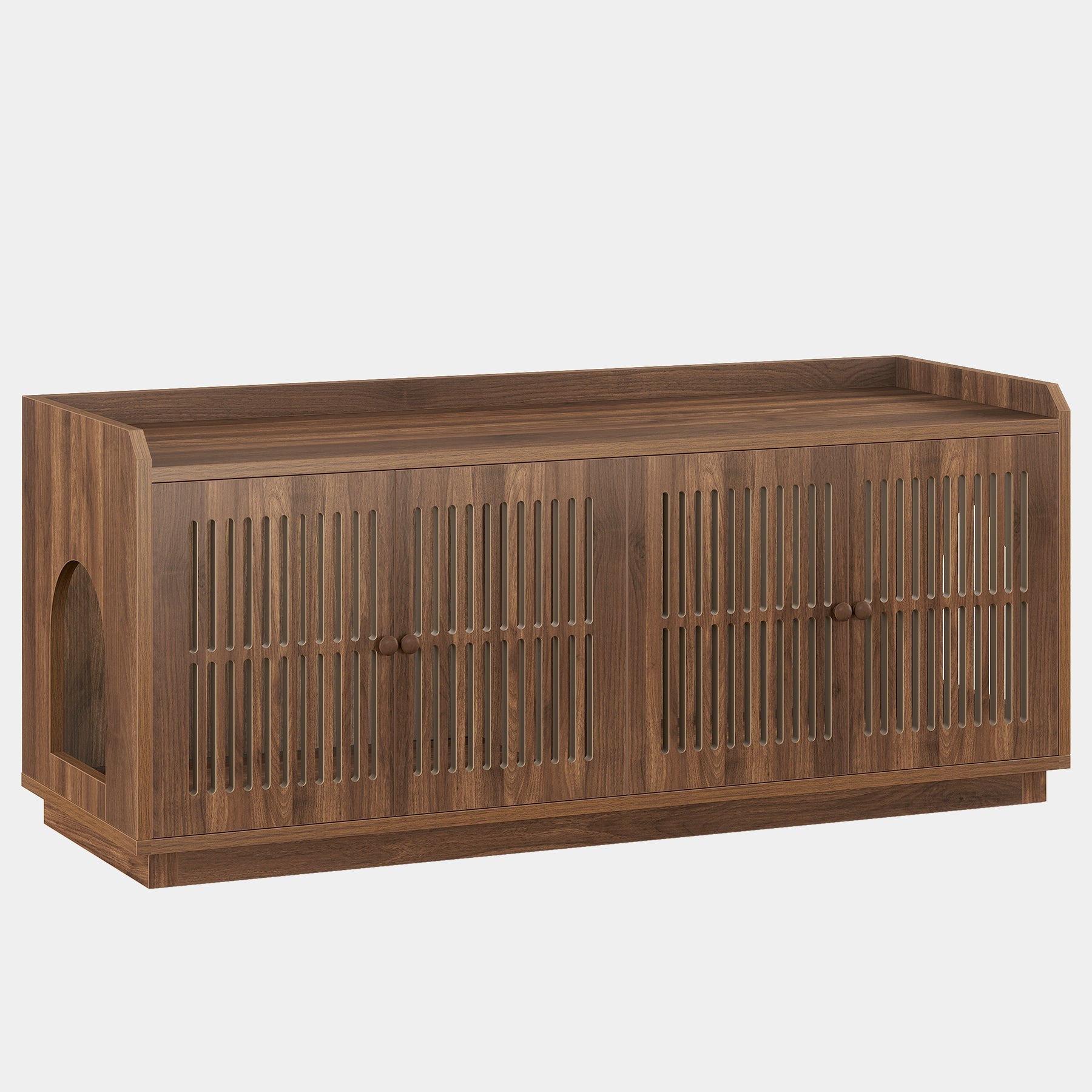 55" Litter Box Furniture, Cat Litter Box Enclosure with 2 Cabinets and Side Entrance Tribesigns