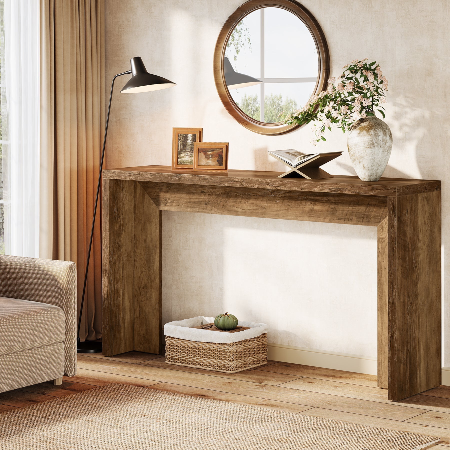 55" Rustic Console Table, Farmhouse Sofa Table Hallway Table Tribesigns