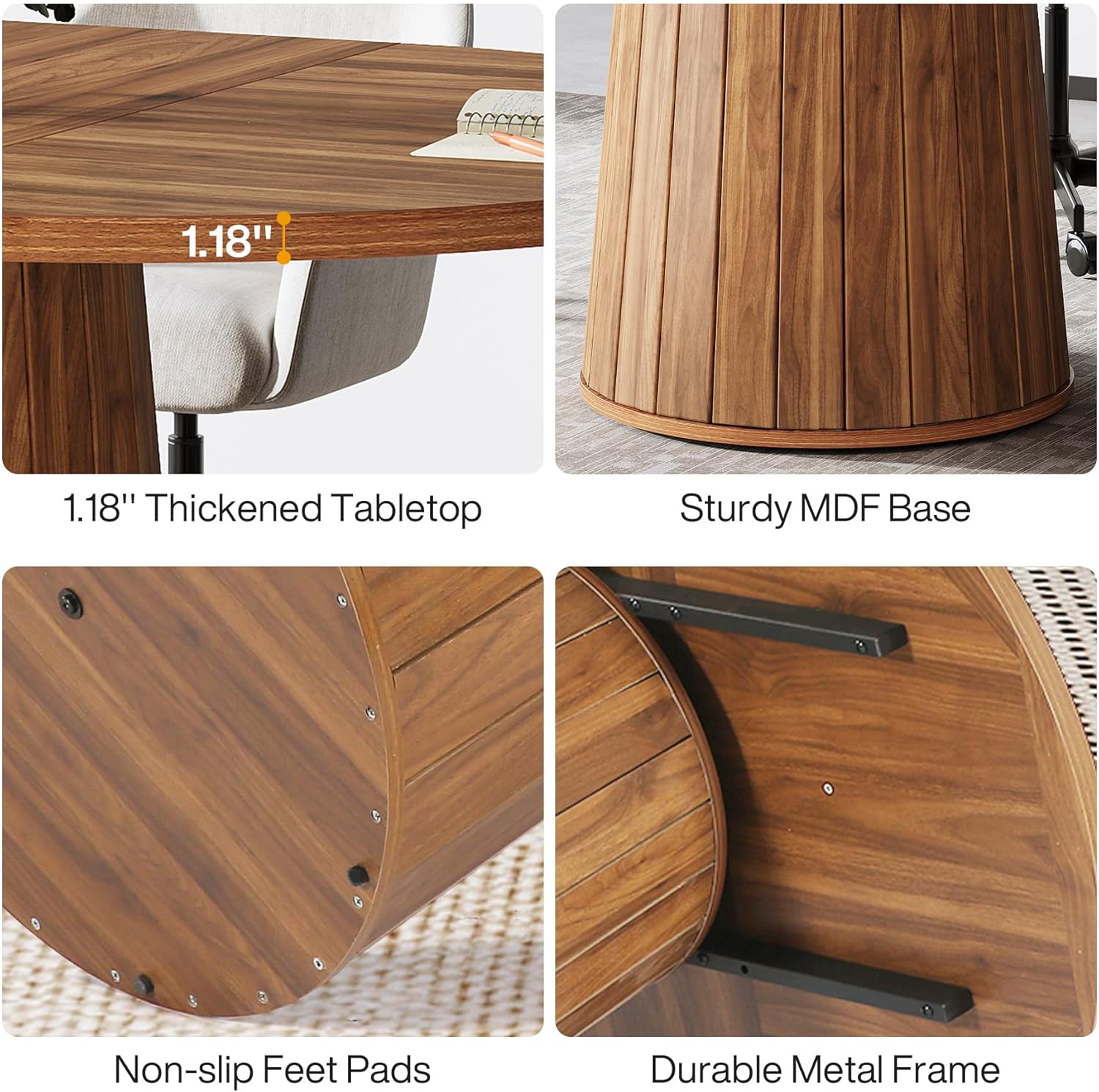 55" Oval Meeting Table, Wood Conference Table For 6 People