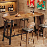 55" Solid Wood Bar Table, Industrial Counter Height Pub Table Bar Units 3