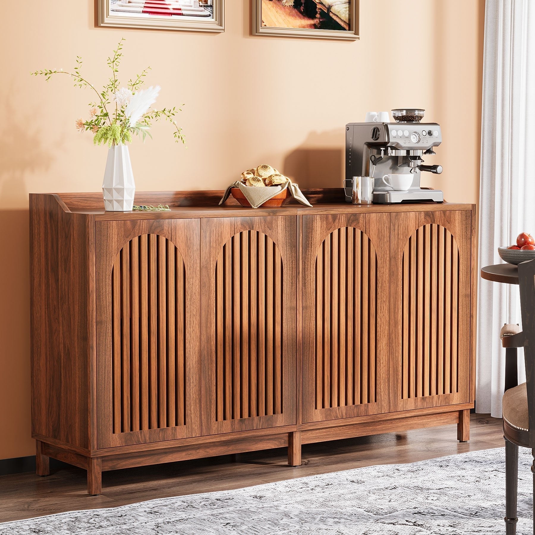 57" Sideboard Buffet, Farmhouse Storage Cabinet with Adjustable Shelf Tribesigns
