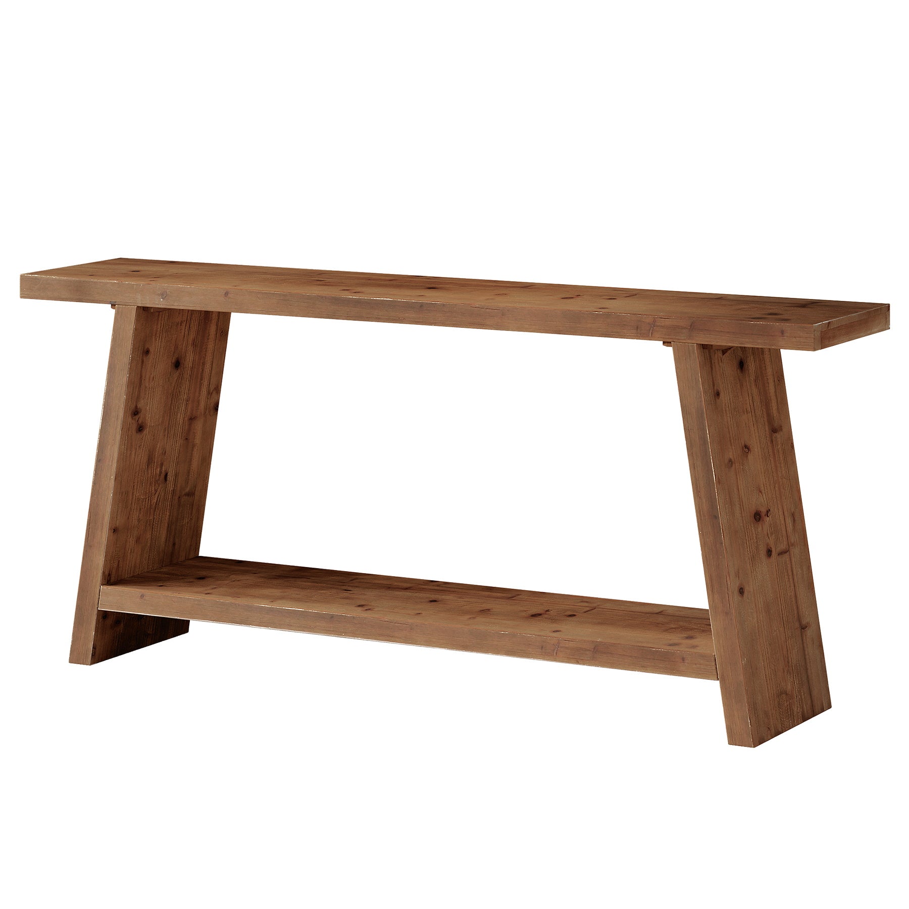 Solid Wood Console Table, 70.9" Sofa Table Behind Couch with 2-Tier Storage