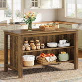 59" Kitchen Island, Farmhouse Stationary Island Table with Storage for Kitchen 3