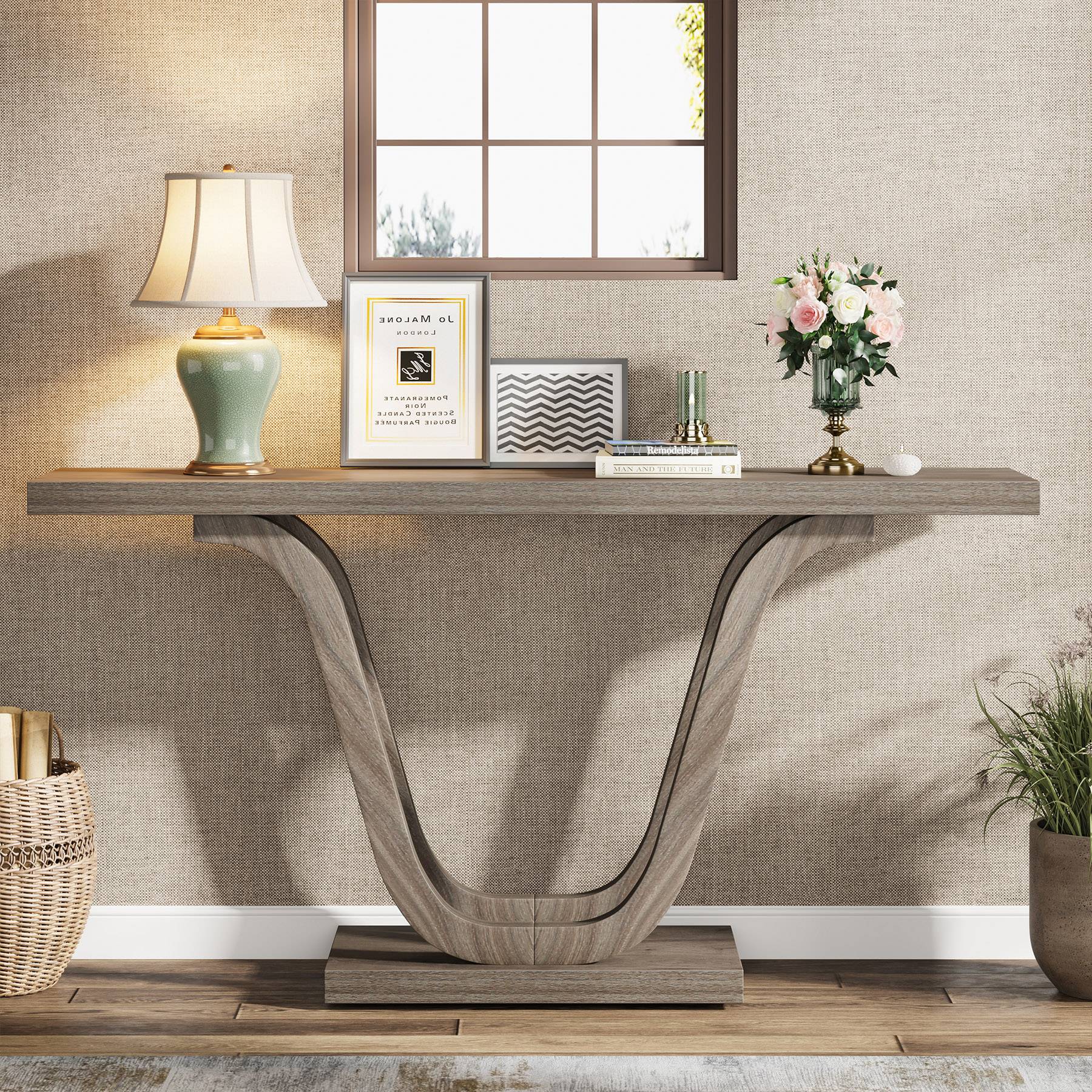 Console Table, 55 Inch Farmhouse Sofa Table Hallway Table Tribesigns