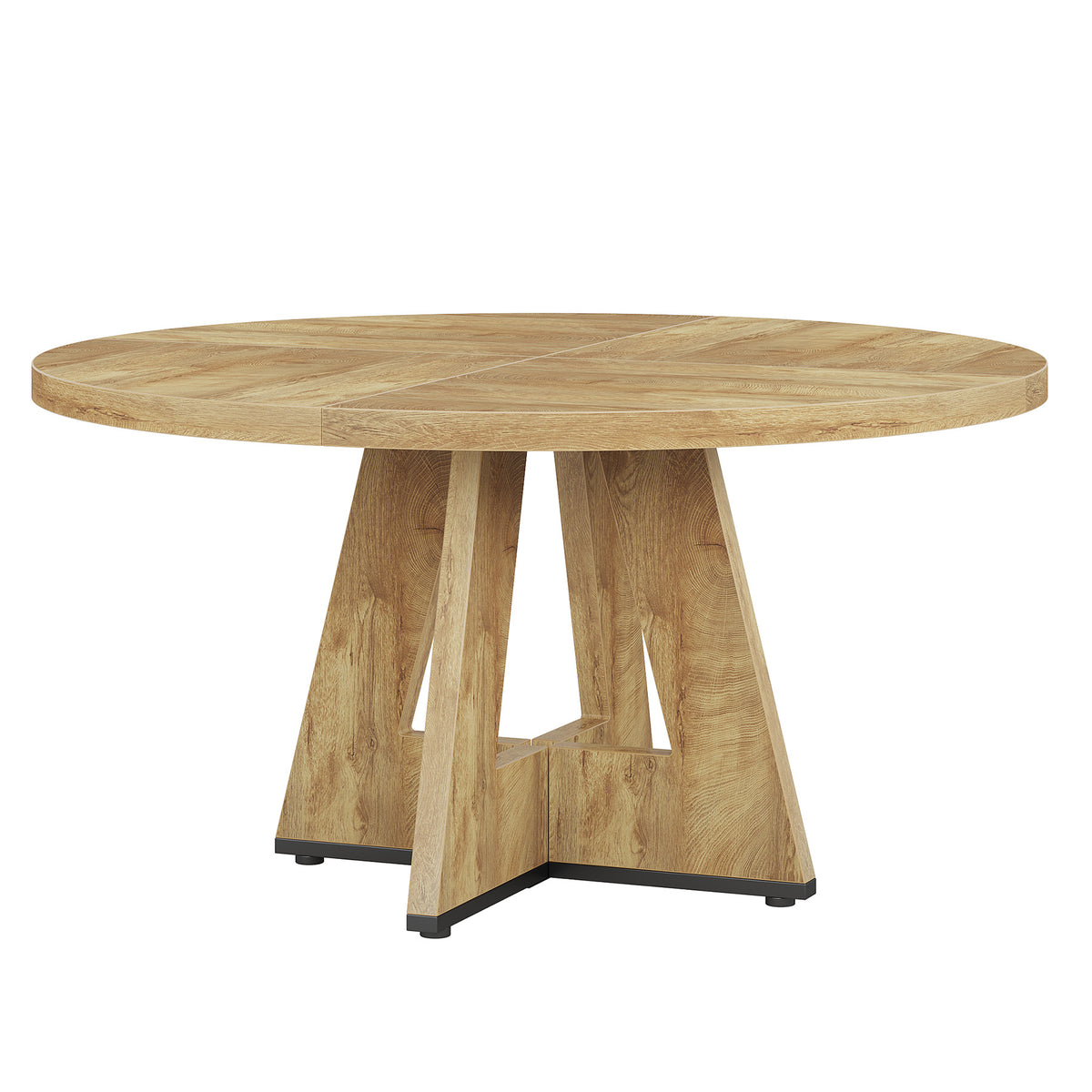 Round Dining Table for 4, 47" Wood Kitchen Table Farmhouse Dinner Table