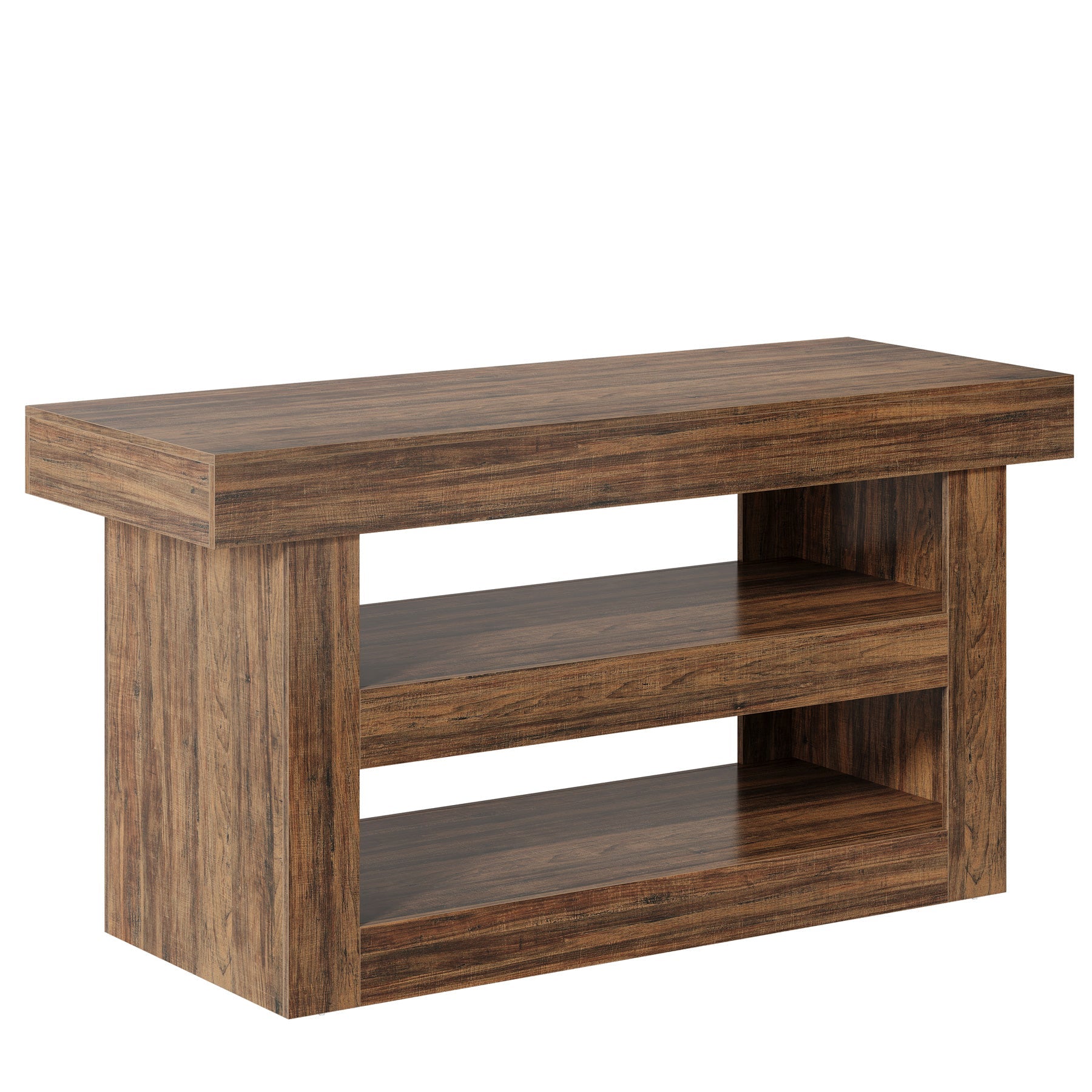55" Kitchen Island, Farmhouse 3 - Tier Island Table with Large Countertop Tribesigns