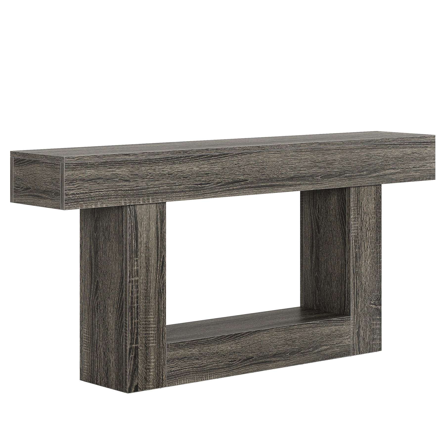 63" Wood Console Table, Farmhouse 2-Tier Sofa Table Entryway Table