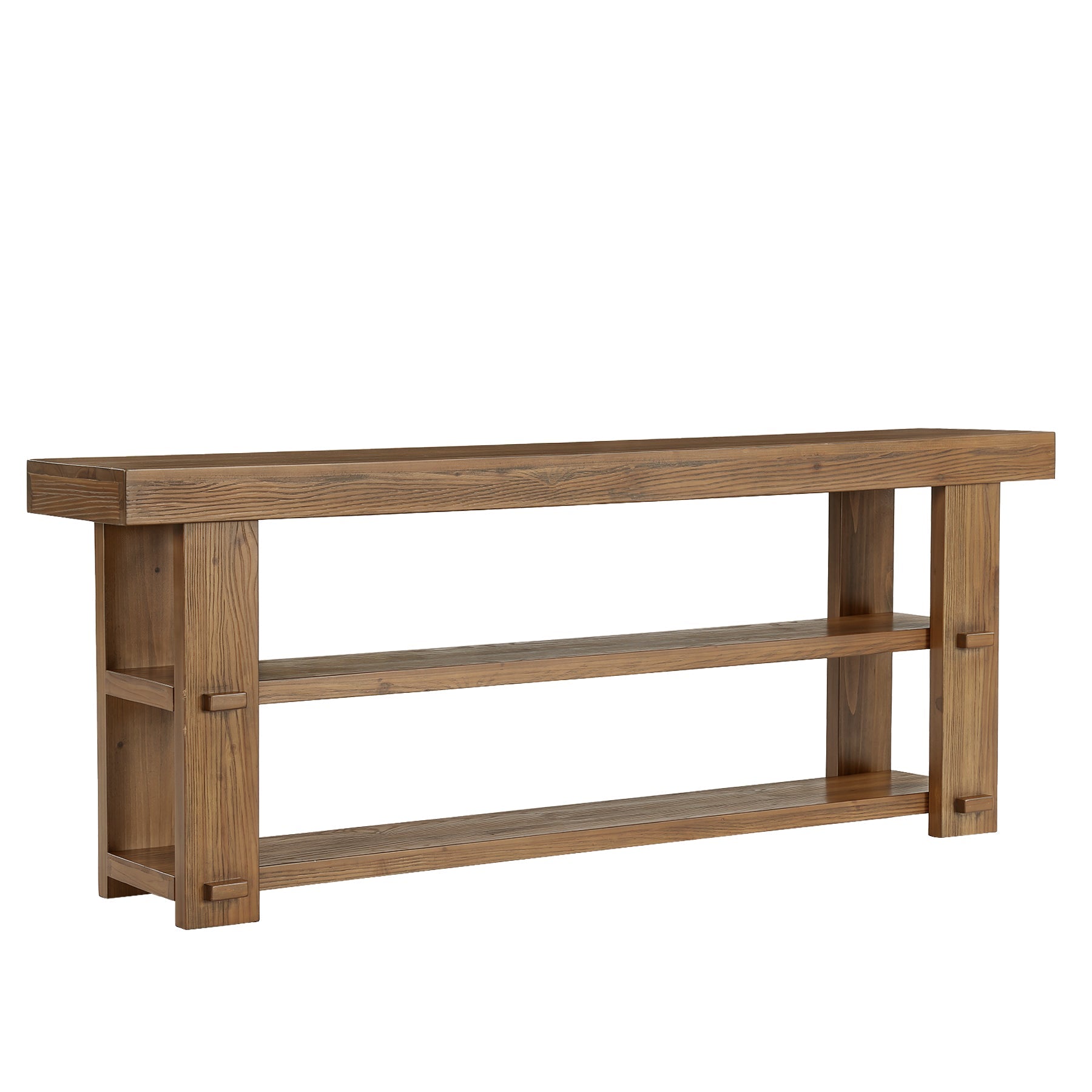 55" Solid Wood Entryway Bench, 2-Tier Shoe Storage Bench for Entryway