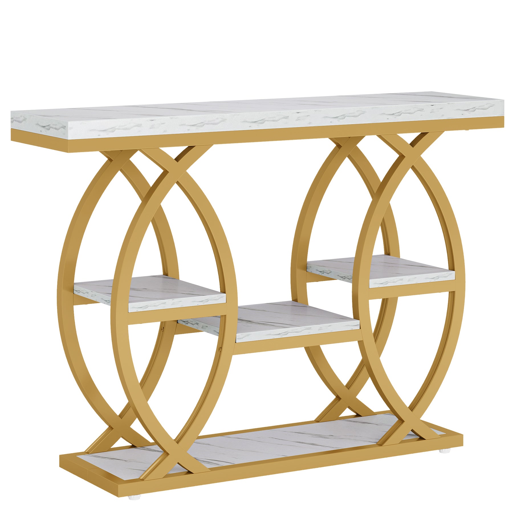 39" Console Table, 4-Tier Sofa Table Entryway Table with Storage Shelves