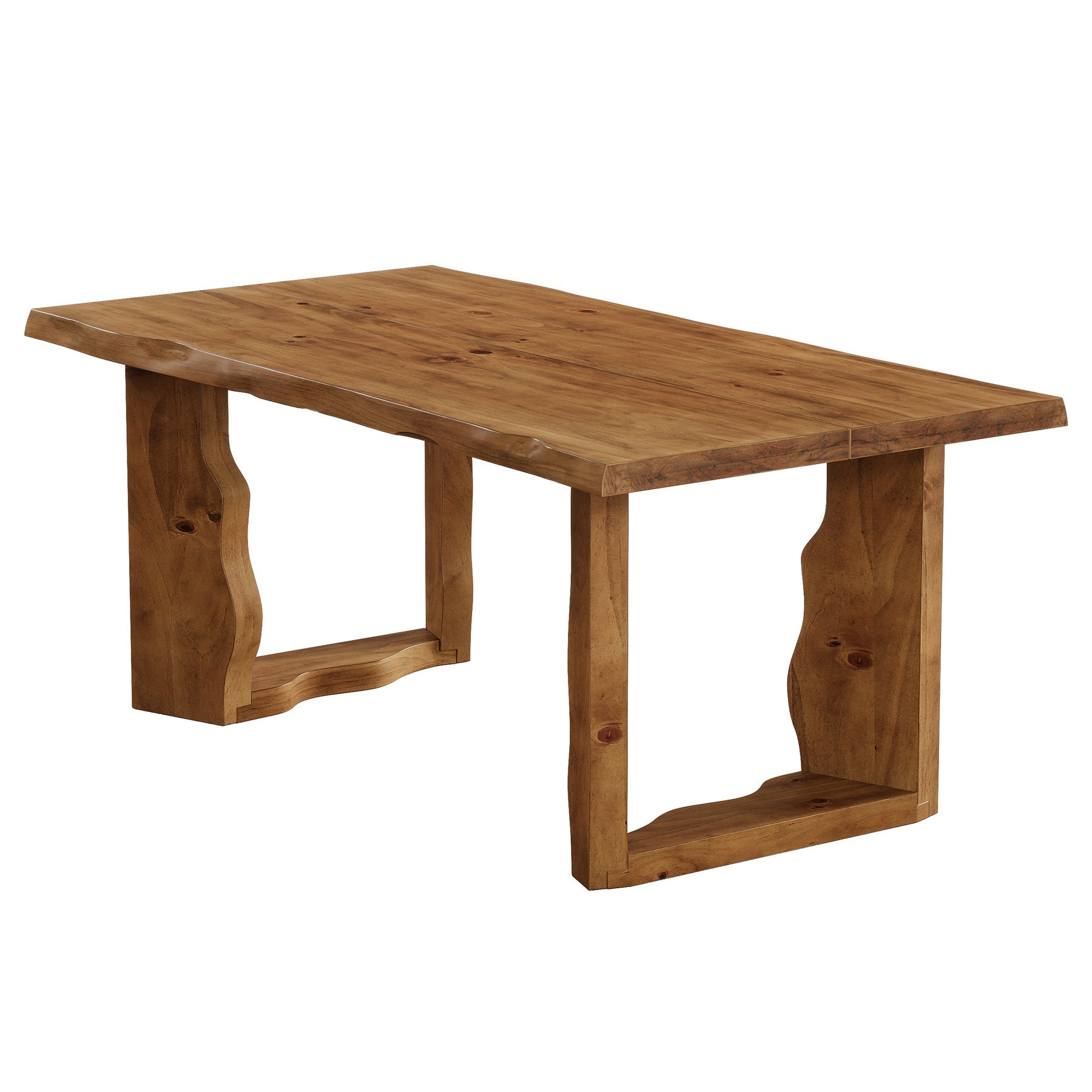 63" Solid Wood Dining Table for 6, Rectangular Kitchen Table with Sculptural Legs