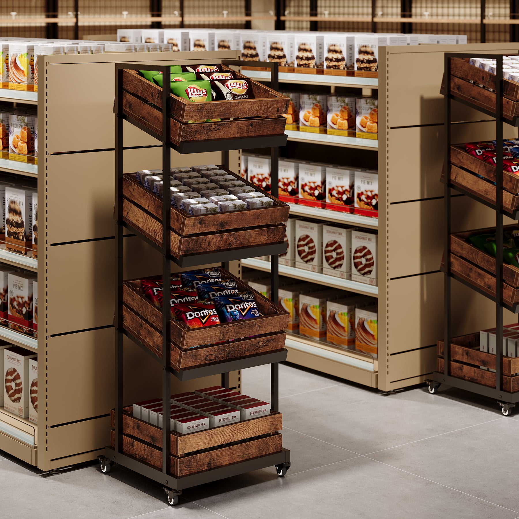 4-Tier Kitchen Cart with Wheels, Mobile Fruit and Vegetable Storage Cart