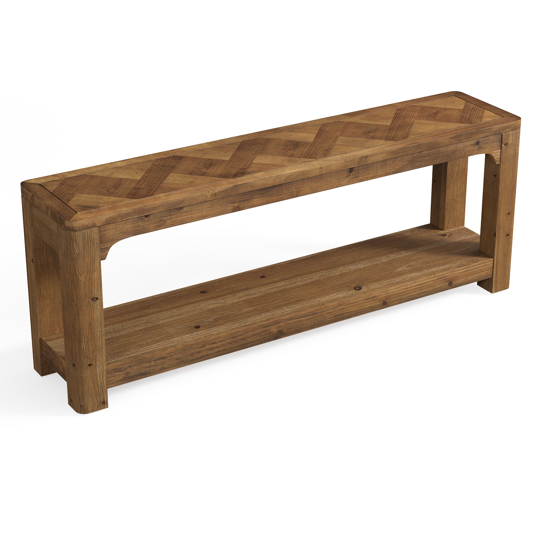 63" Solid Wood TV Stand, Entertainment Center with Open Shelves for 65" TV