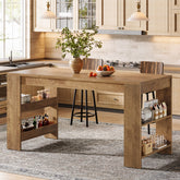 63" Kitchen Island, Large Home Bar Table with Double-Sided Storage Shelves 3