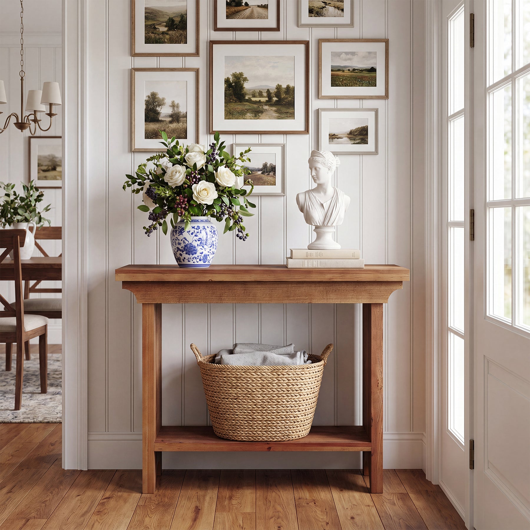 Solid Wood Console Table, 39.4" Entryway Sofa Table with Lower Shelf for Hallway