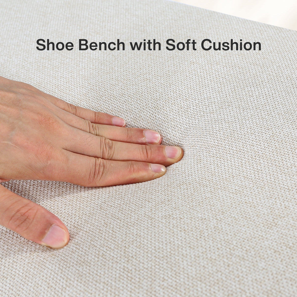 55" Entryway Bench, Wooden Shoe Bench with Cushion and Shoe Rack