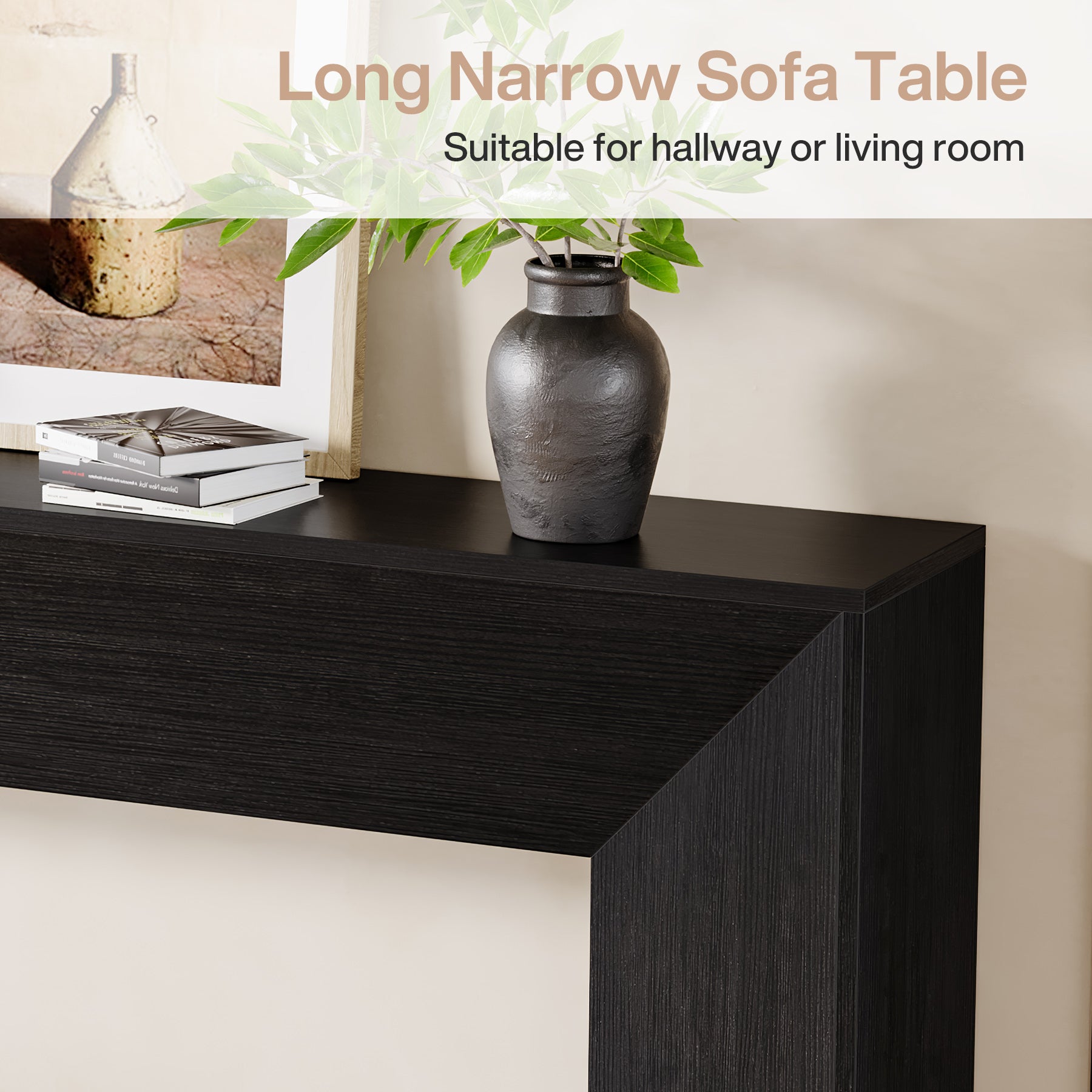 63" Console Table, Wooden Sofa Table Hallway Foyer Table