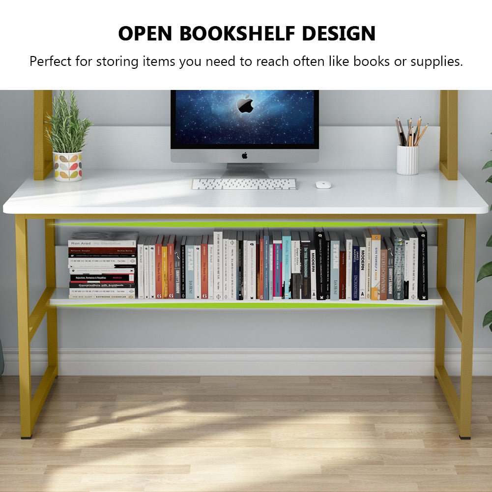 Tribesigns Computer Desk, Heavy Duty Writing Desk with Hutch & Bookshelf Tribesigns