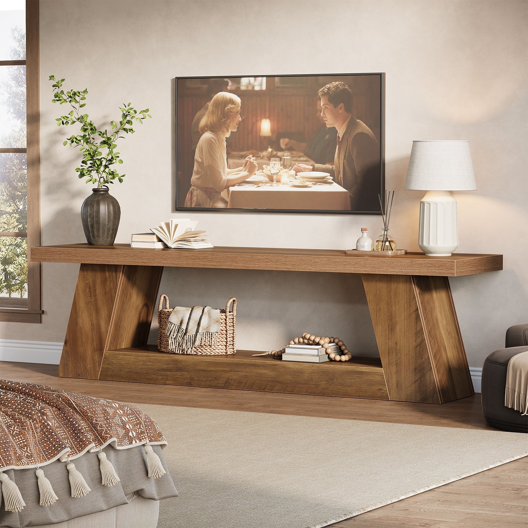 63" TV Stand for  UP to 75" TVs, Media TV Console with Storage Shelves