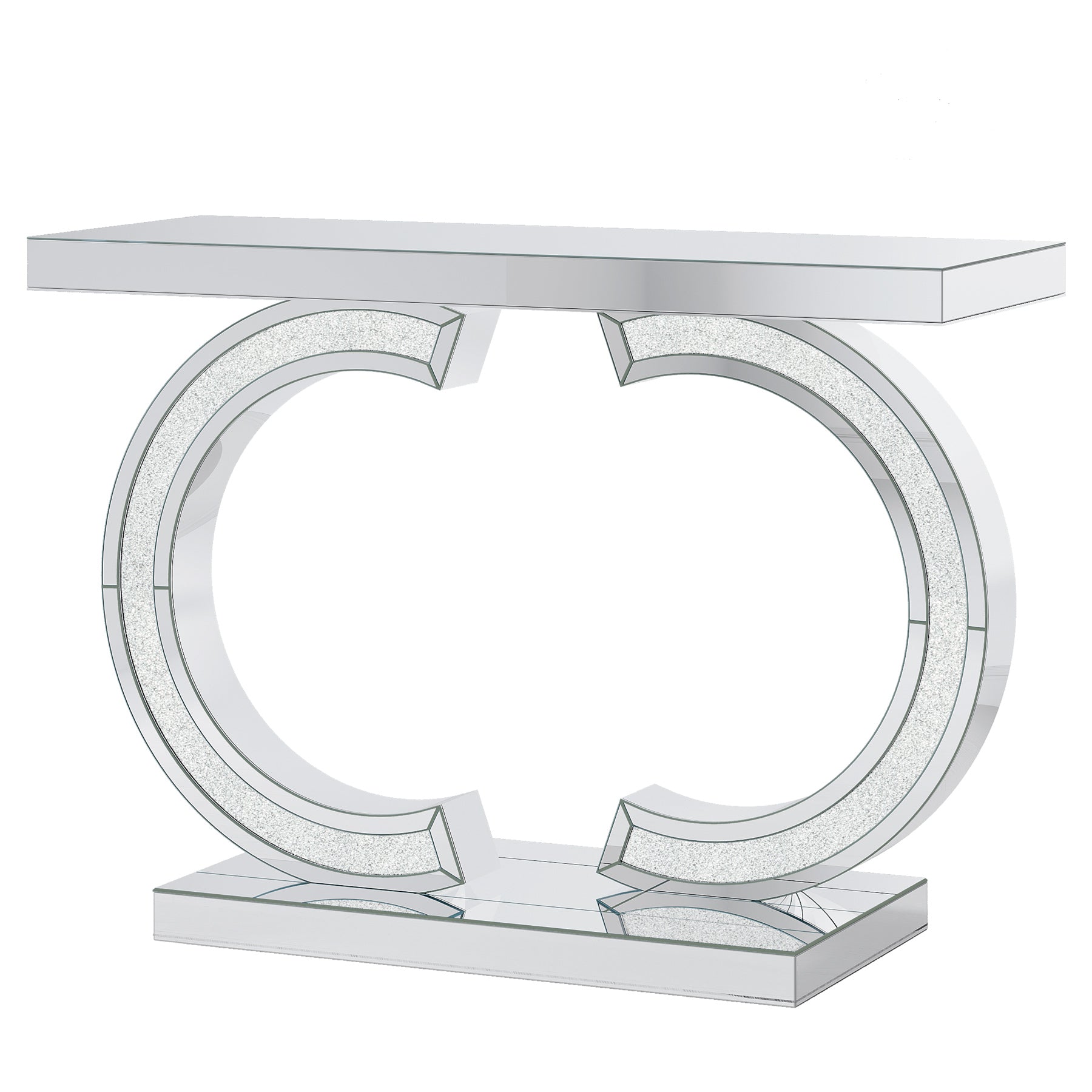 39" Console Table, Modern Mirrored Sofa Table with C-Shaped Base