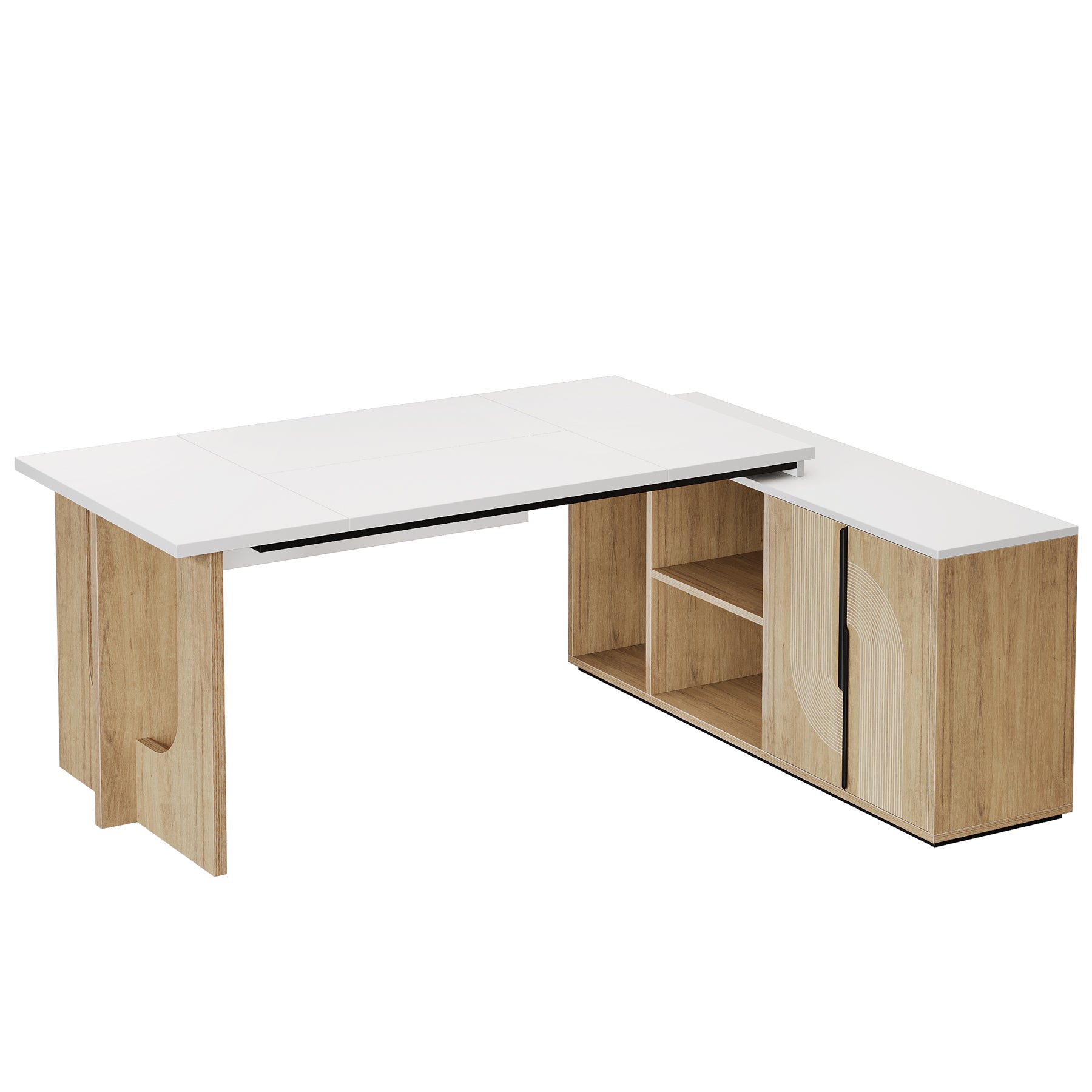 L-Shaped Executive Desk, 74.8" Computer Desk with Cabinet