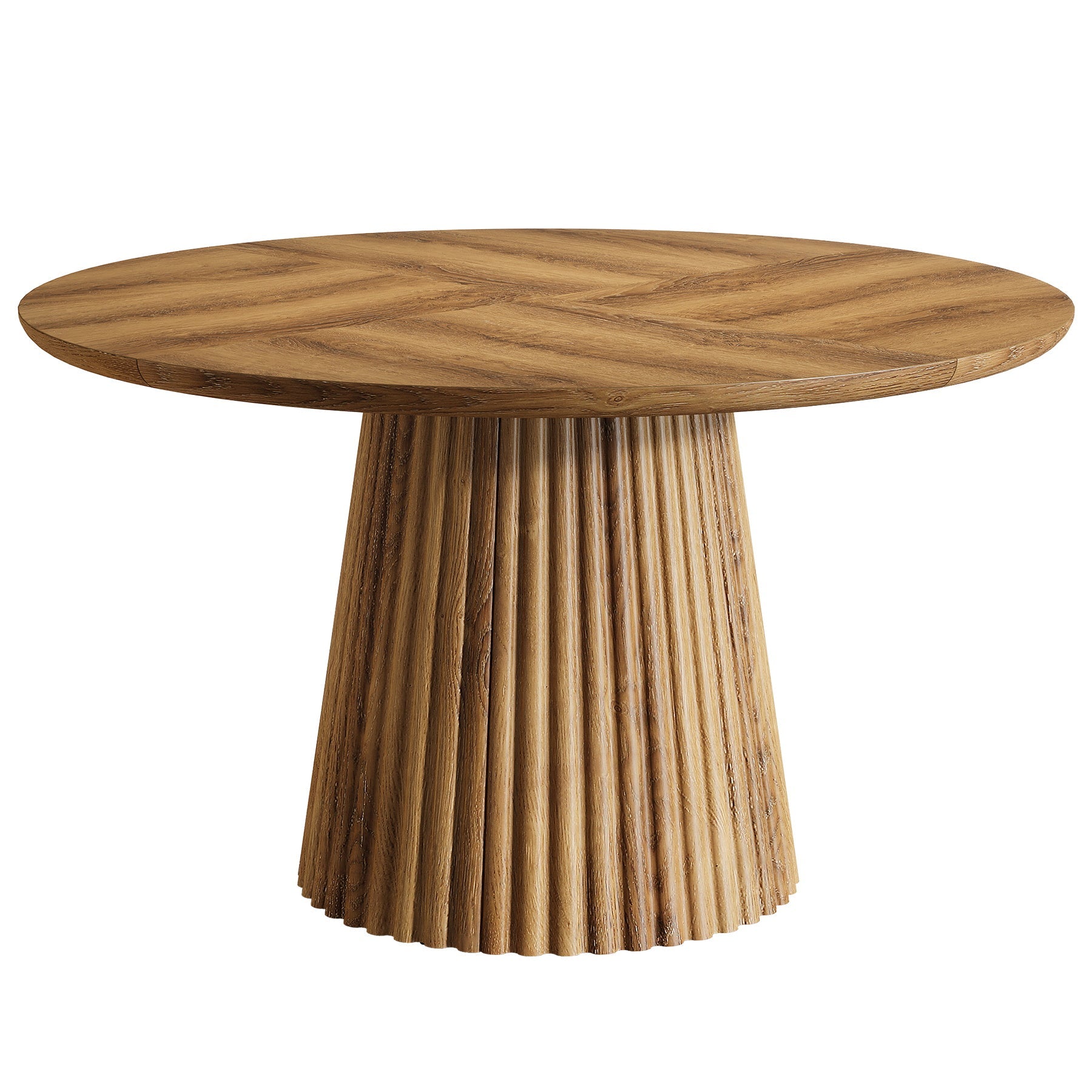 Round Dining Table, 47.24" Kitchen Table with Fluted Design for 4-6