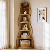 6-Tier Corner Shelf Stand, Tall Bookshelf with Curvy Shape for Living Room 3