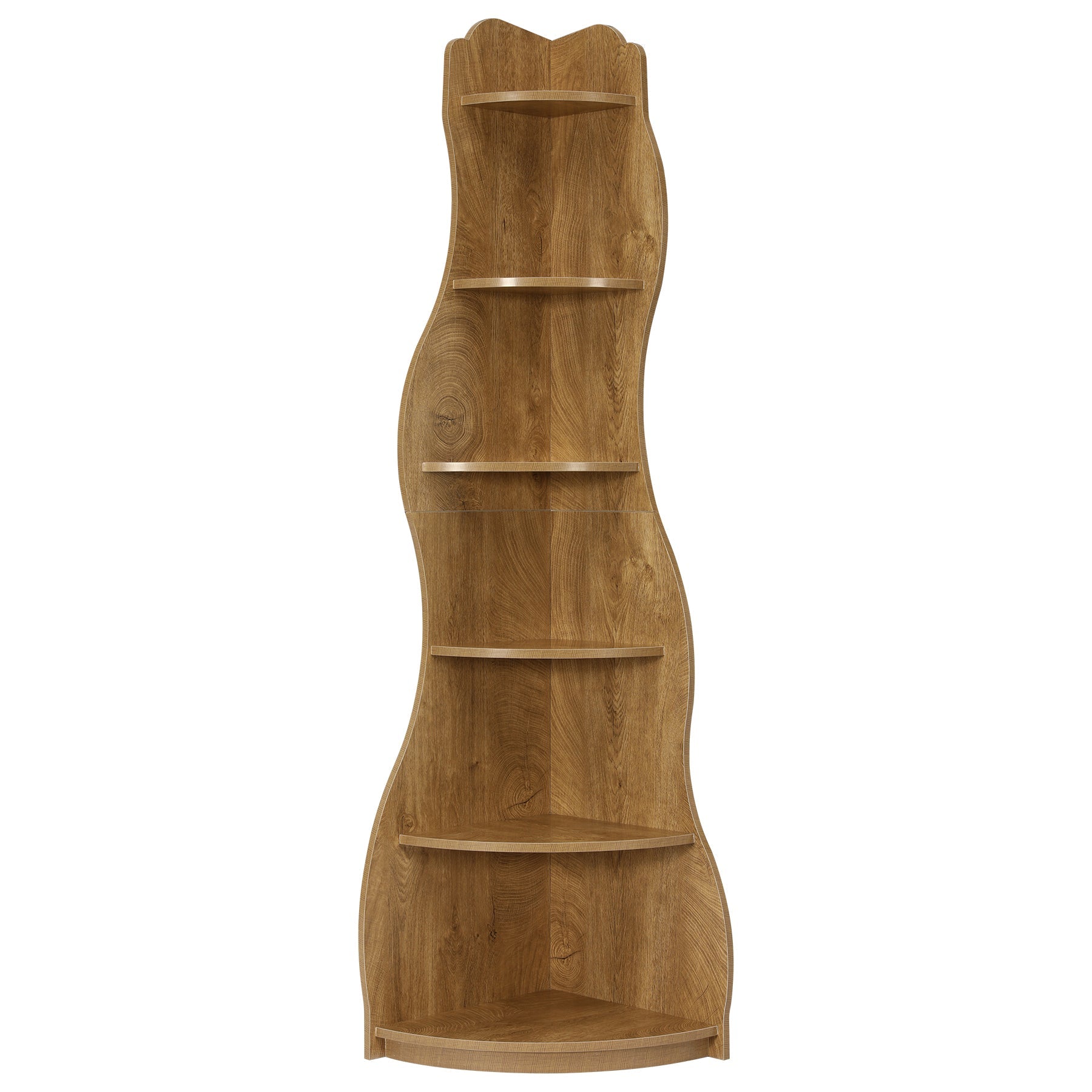 6-Tier Corner Shelf Stand, Tall Bookshelf with Curvy Shape for Living Room