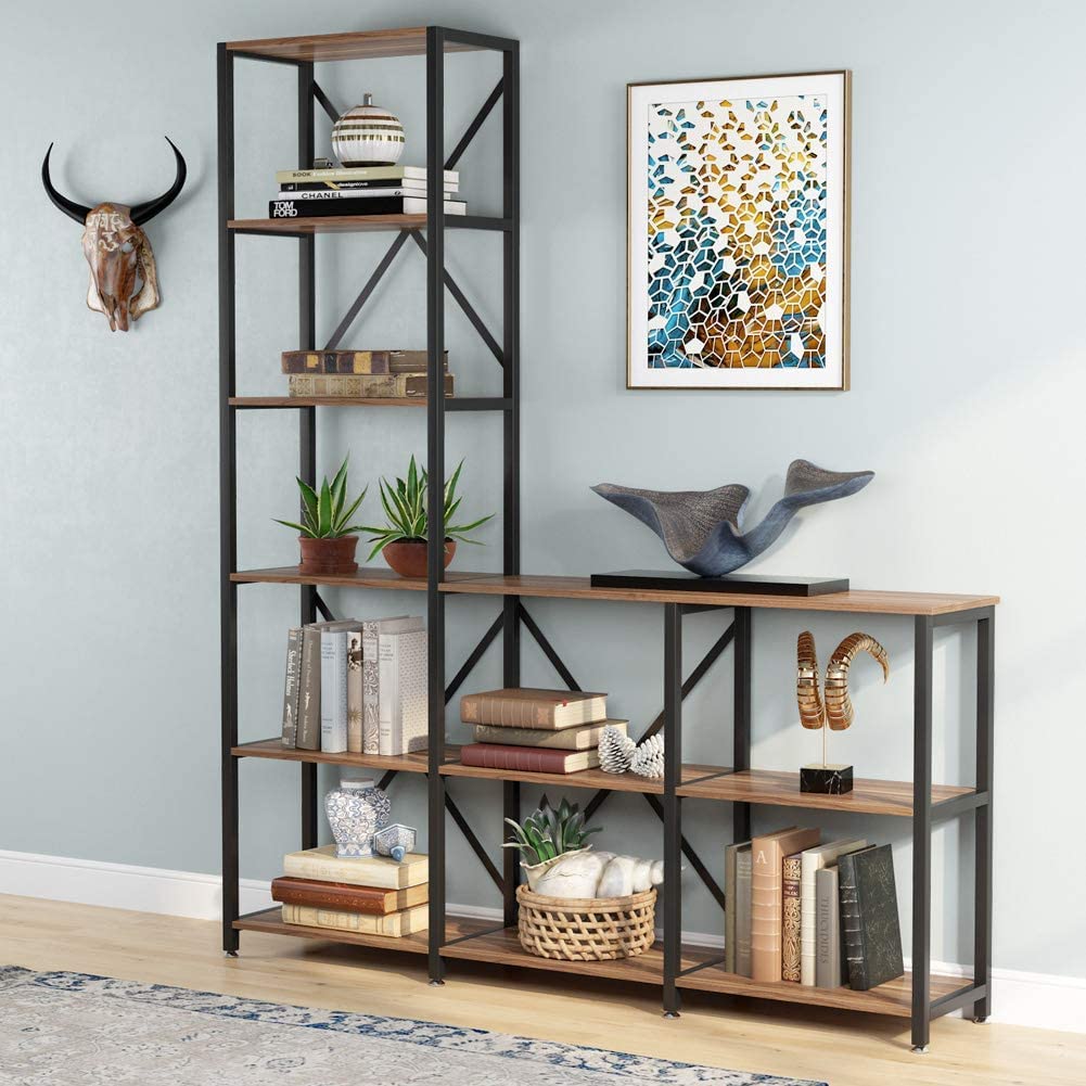 Tribesigns 9 Shelves Bookshelves, Industrial Ladder Corner Etagere Bookcase Tribesigns