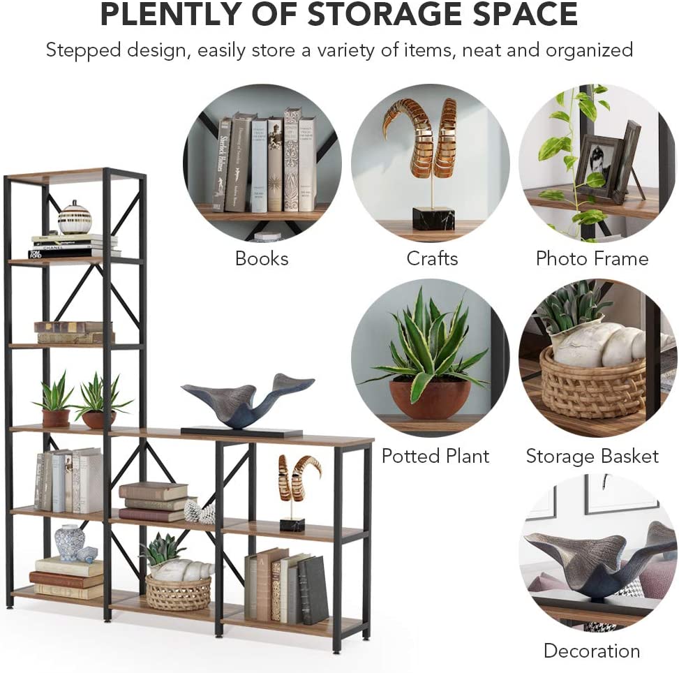 Tribesigns 9 Shelves Bookshelves, Industrial Ladder Corner Etagere Bookcase Tribesigns