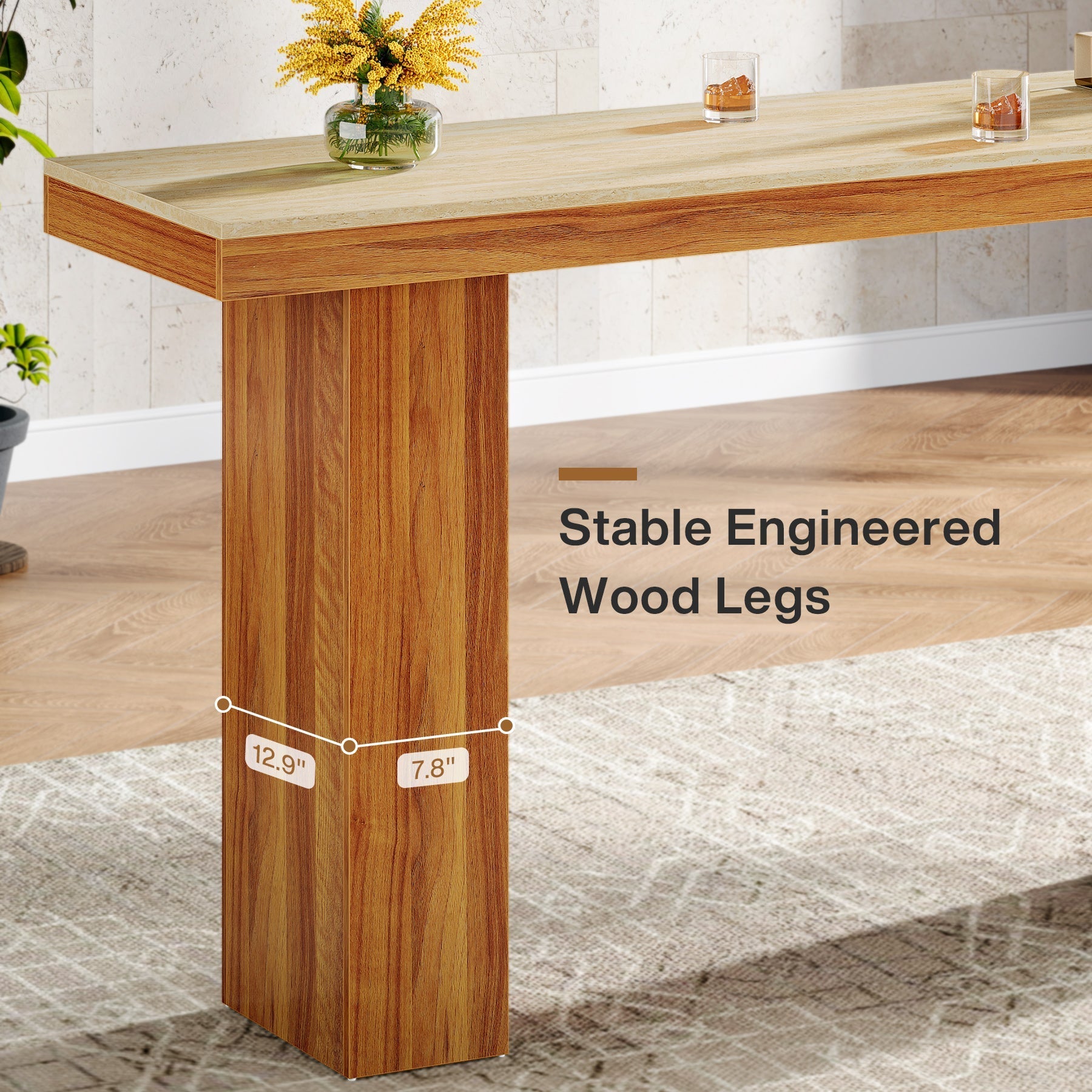 63" Bar Table, Long Rectangular Counter Height Pub Table Tribesigns
