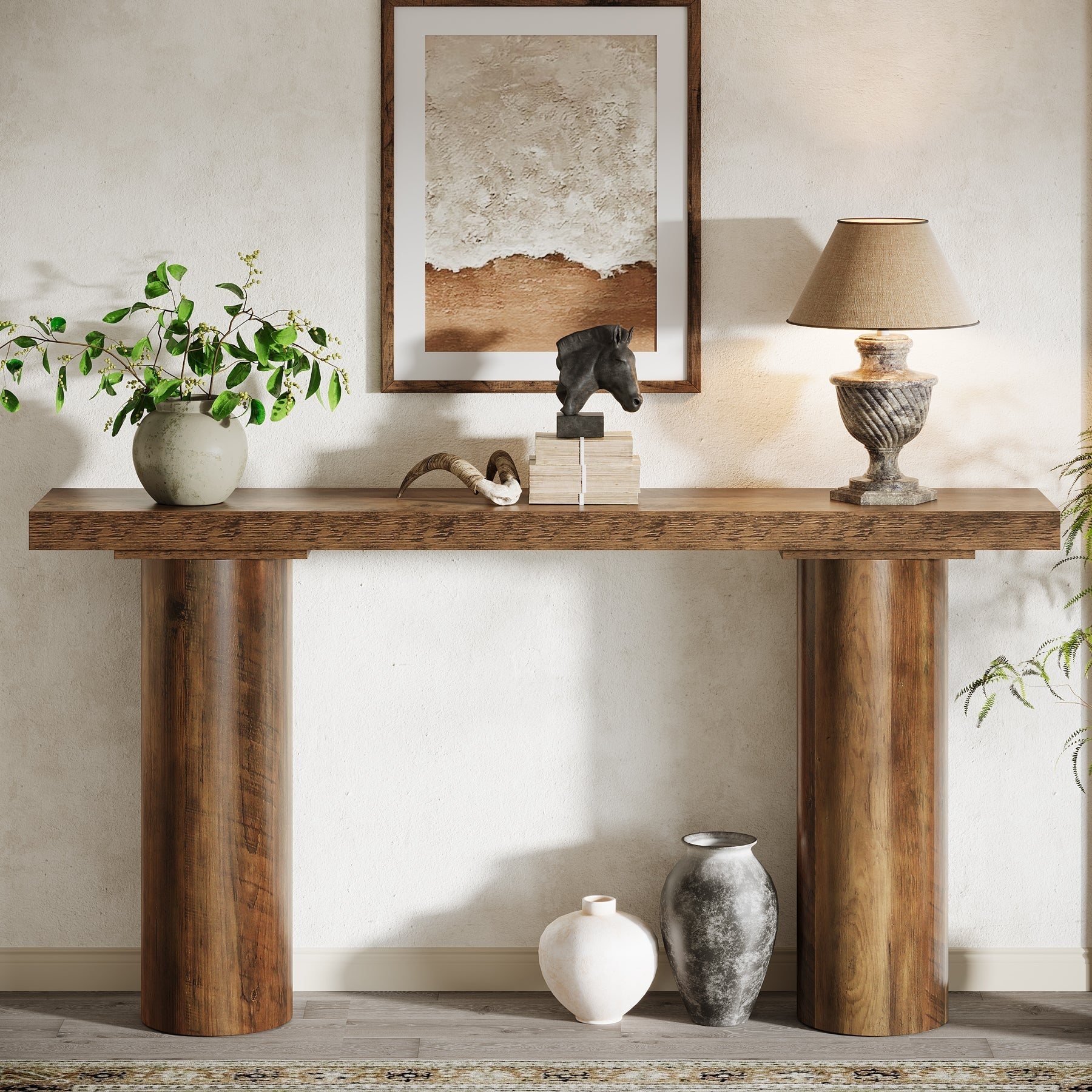 63" Console Table, Long Rustic Sofa Table Bar Table Tribesigns