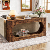 63" Console Table, Wood Sofa Table Behind Couch with 2 - Tier Storage Shelf Tribesigns 3