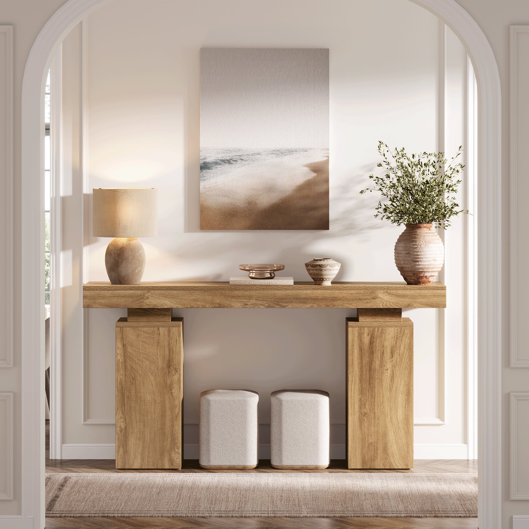 63" Console Table, Wooden Entryway Table Foyer Stand Tribesigns