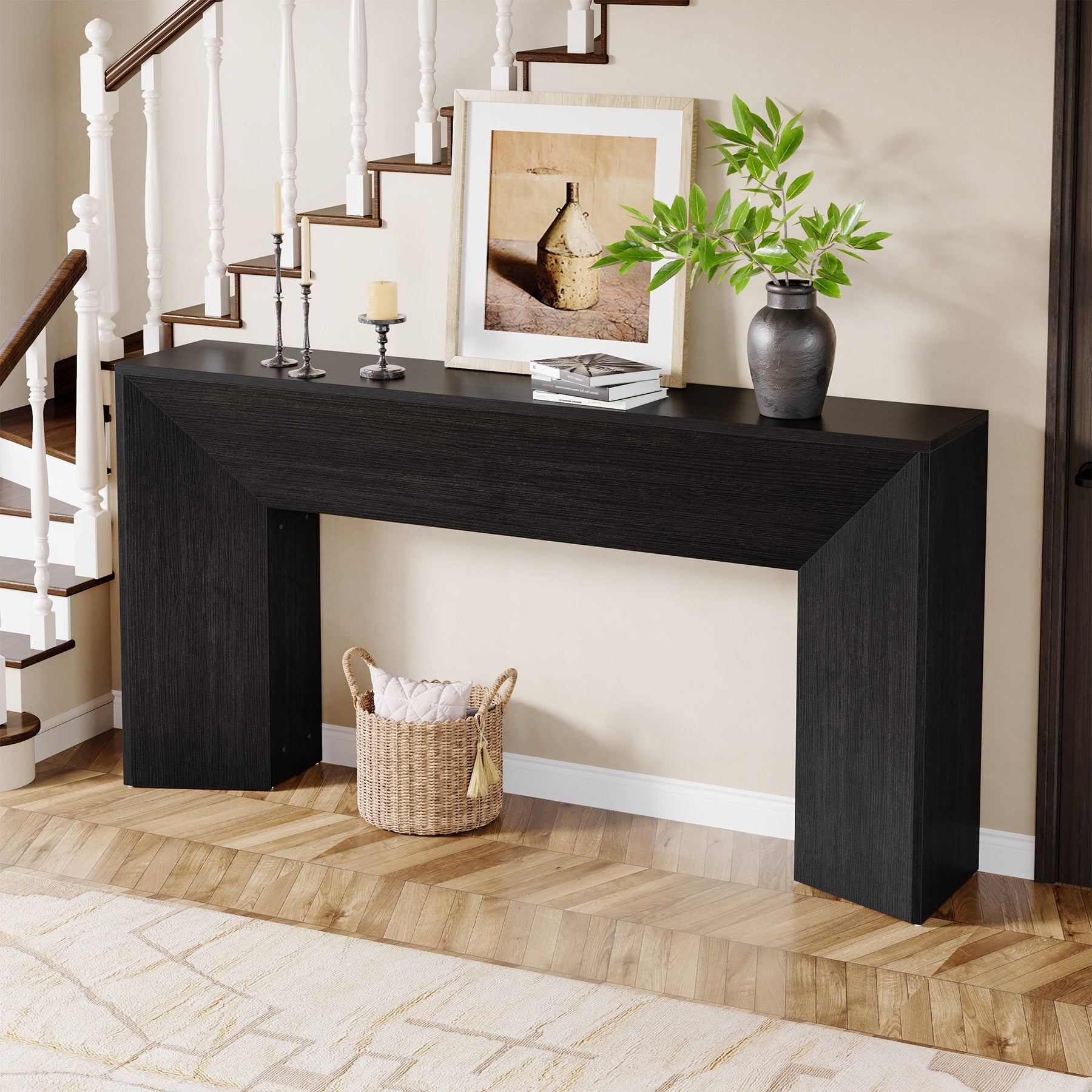 63" Console Table, Wooden Sofa Table Hallway Foyer Table Tribesigns