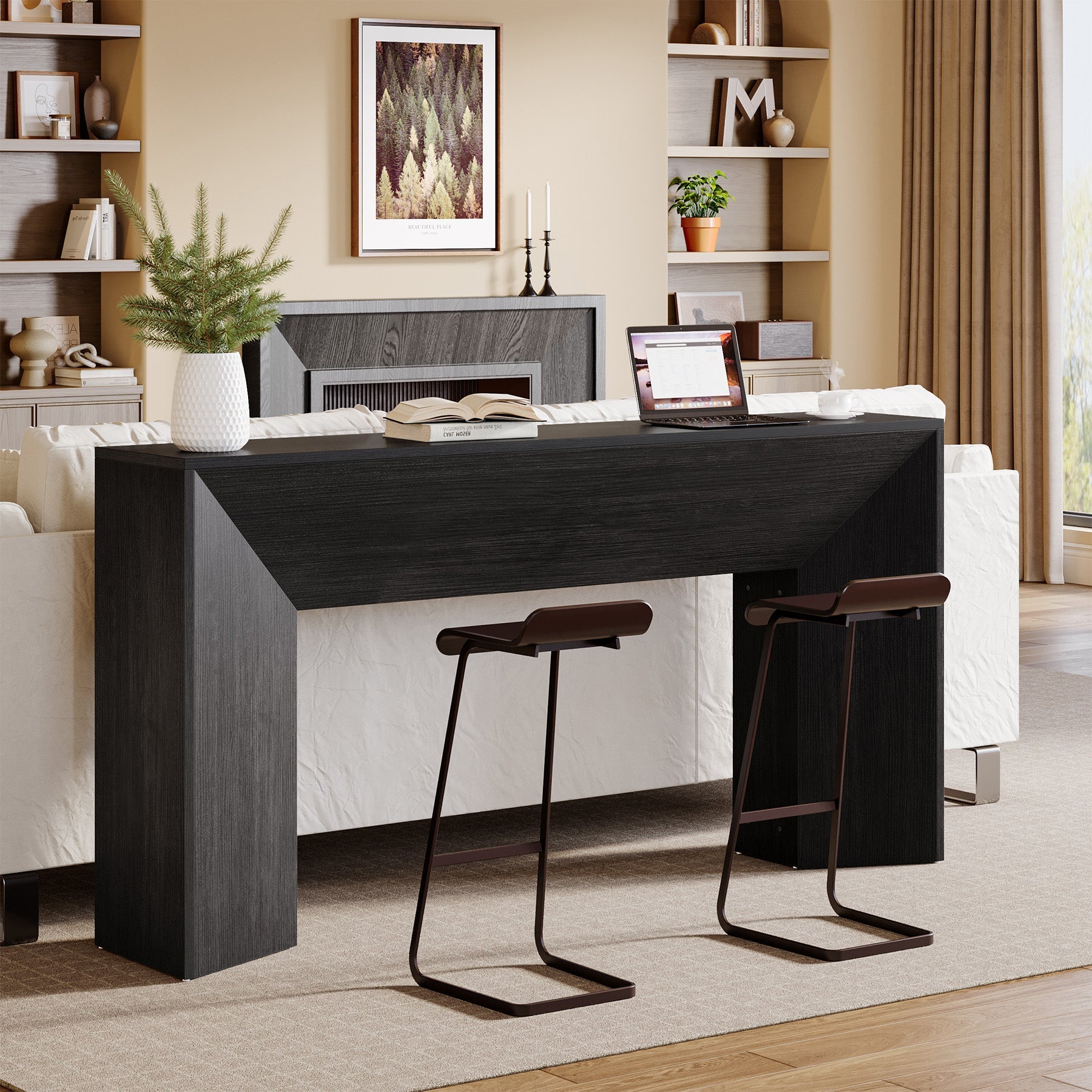 63" Console Table, Wooden Sofa Table Hallway Foyer Table Tribesigns