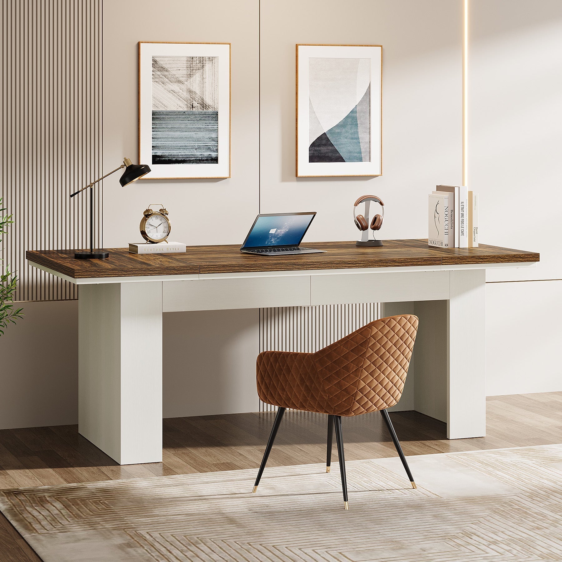 63" Executive Desk, Modern Computer Desk Study Home Office Table Tribesigns