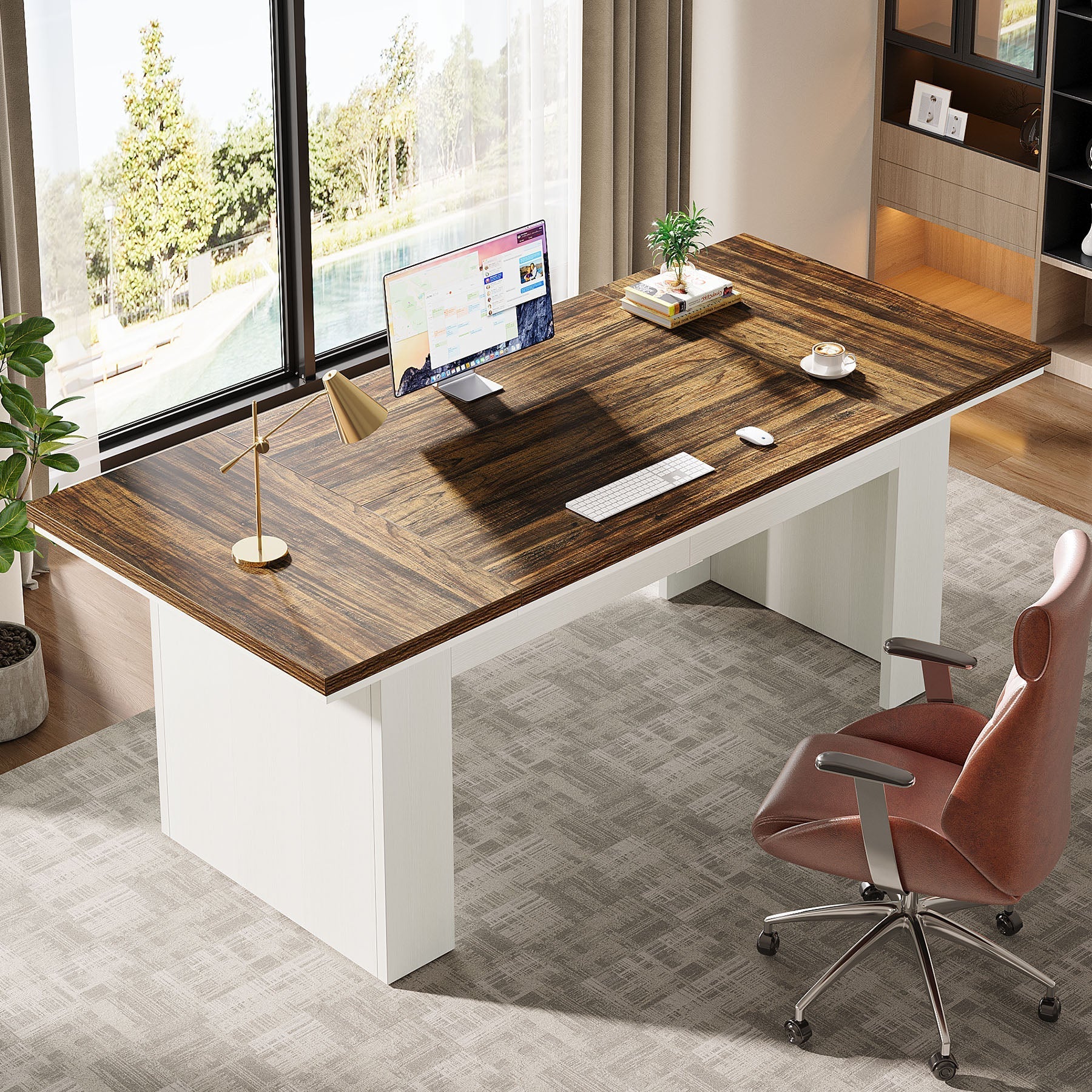 63" Executive Desk, Modern Computer Desk Study Home Office Table Tribesigns