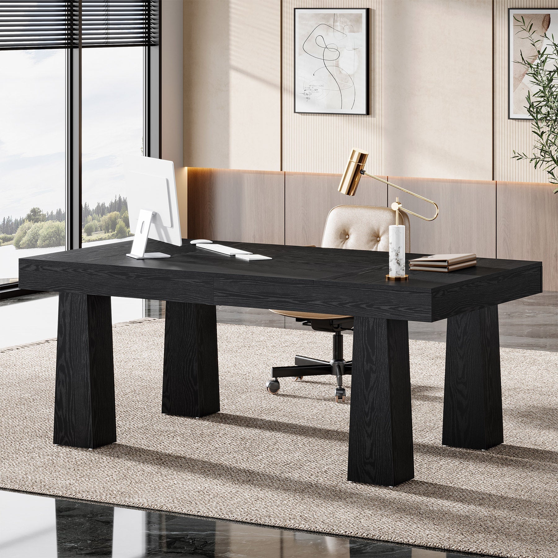 63" Executive Desk, Modern Home Office Desk Computer Desk Tribesigns