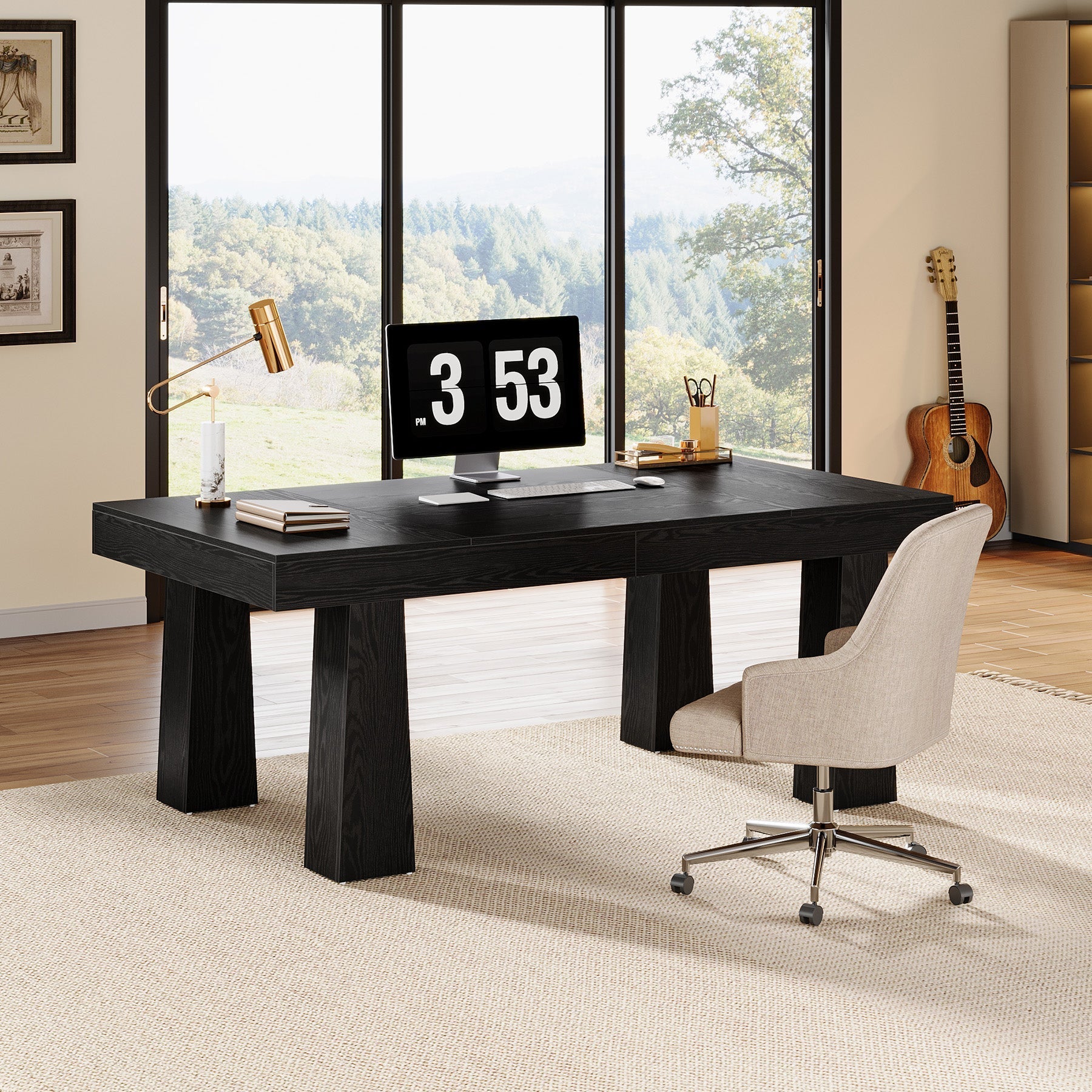 63" Executive Desk, Modern Home Office Desk Computer Desk Tribesigns