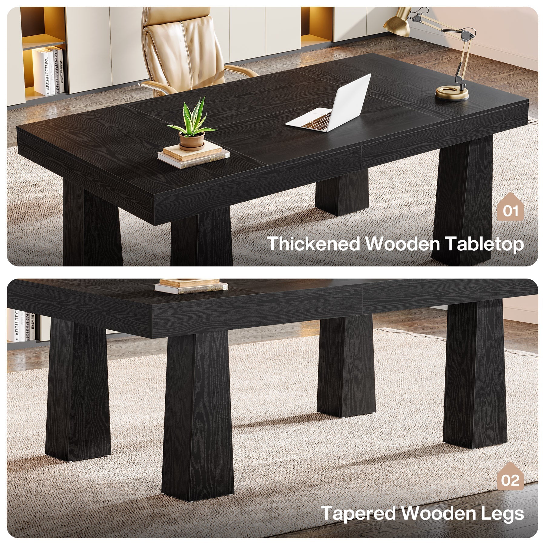 63" Executive Desk, Modern Home Office Desk Computer Desk Tribesigns