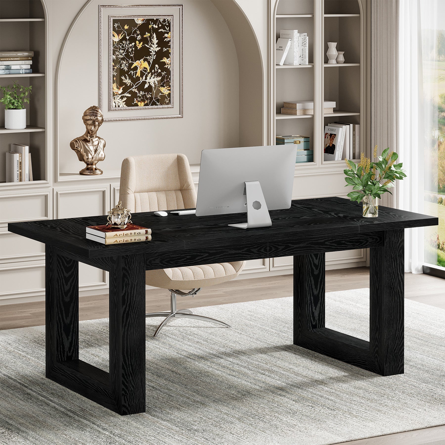 63" Executive Desk, Wooden Computer Desk Workstation Table Tribesigns