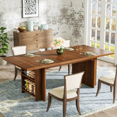63" Farmhouse Dining Table Wooden Kitchen Table with Shelves for 6 to 8 Tribesigns 3
