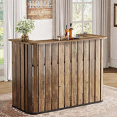 63" Home Bar Unit, Farmhouse Liquor Bar Table with 2 - Tier Shelves Tribesigns 3