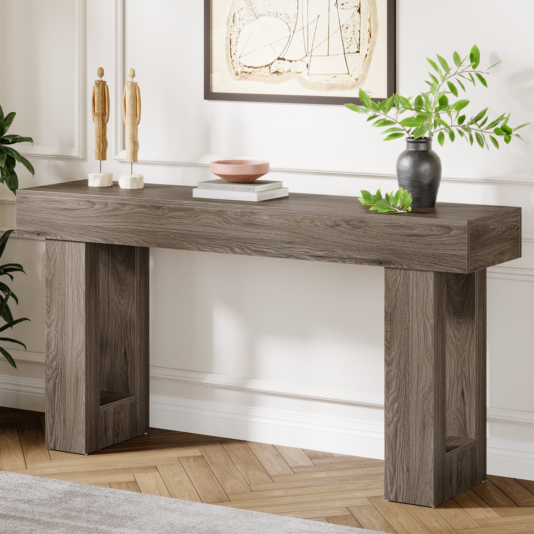 63 - Inch Console Table, Farmhouse Wooden Sofa Table Entryway Table Tribesigns