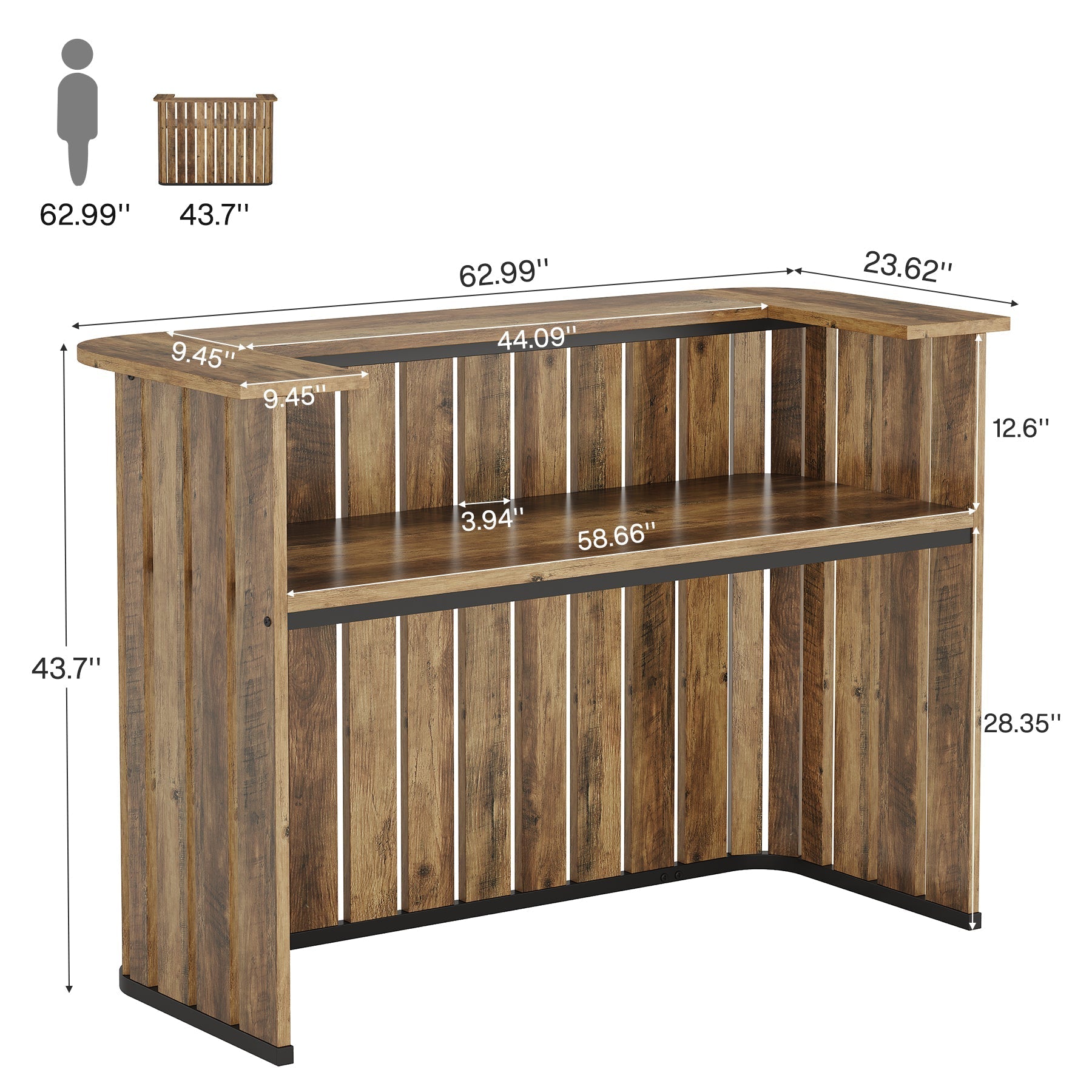 63" Reception Desk, U - Shaped Front Desk with Counter Tribesigns