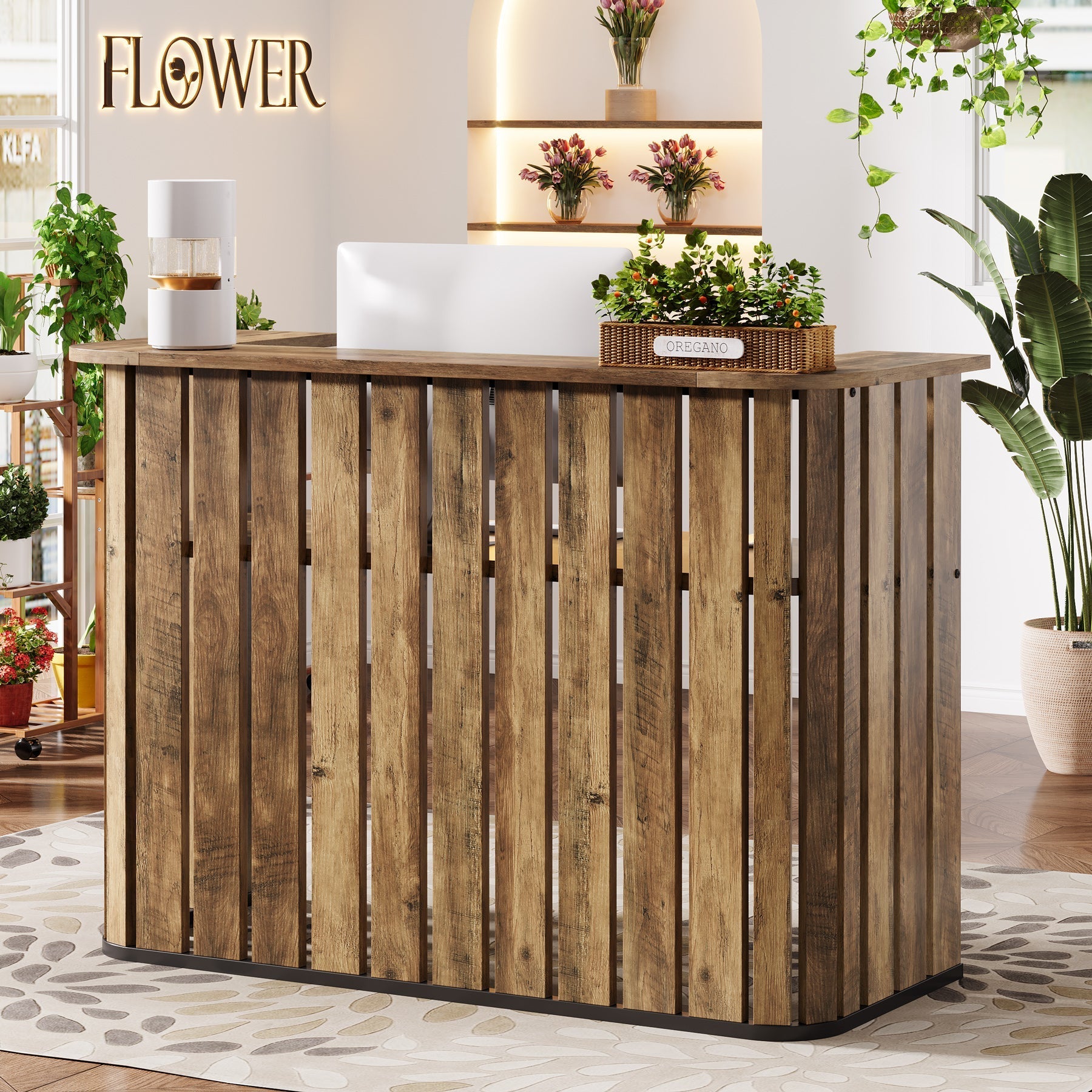63" Reception Desk, U - Shaped Front Desk with Counter Tribesigns