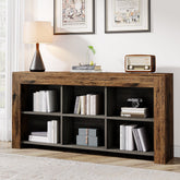 63" Wood Bookshelf, Horizontal Bookcase Storage Display Shelf Tribesigns 3