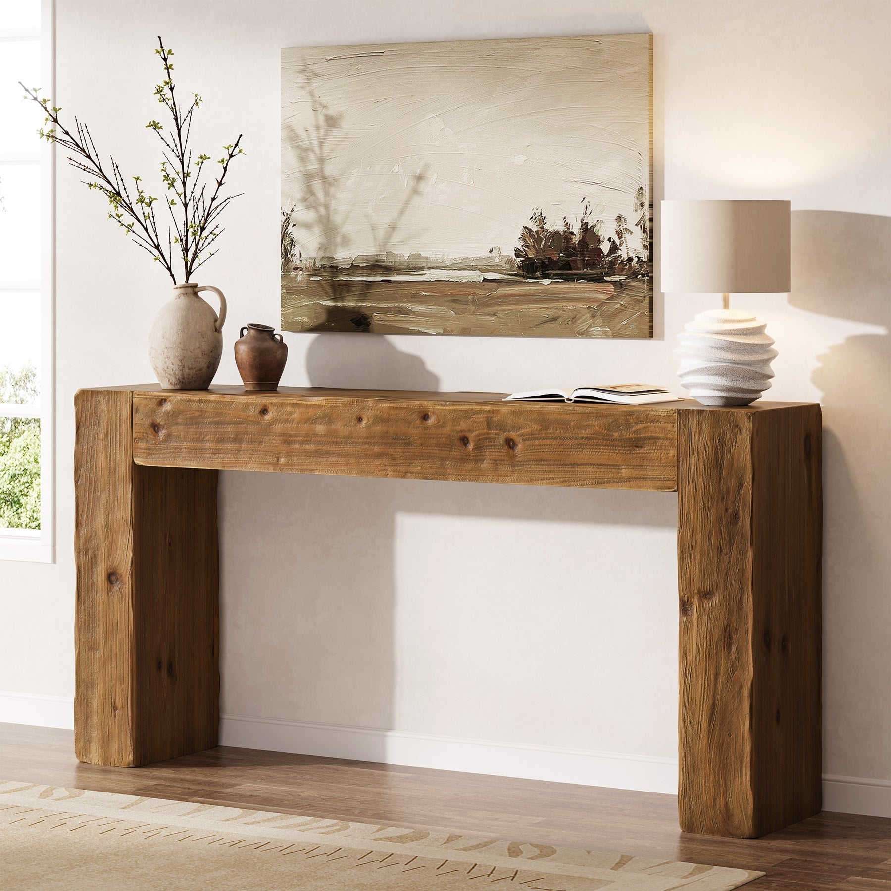 63" Wood Console Table, Farmhouse Sofa Table Entryway Table Tribesigns