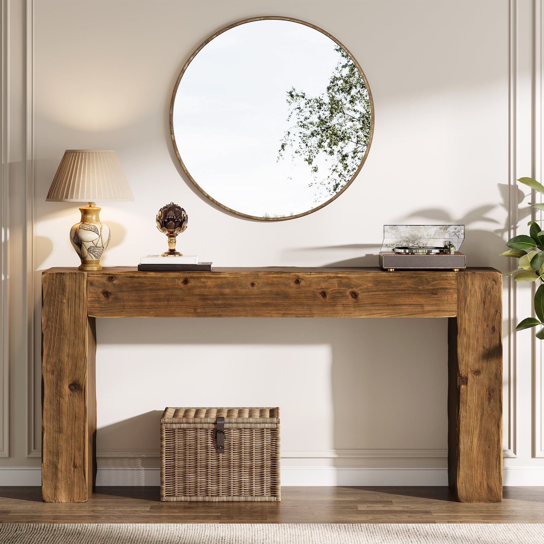 63" Wood Console Table, Farmhouse Sofa Table Entryway Table Tribesigns