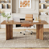 63" Wood Executive Desk, Farmhouse Computer Desk with Large Tabletop Tribesigns 3